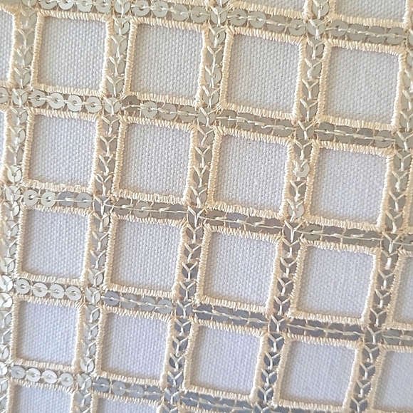 2 Hallmart Collectibles 20'' Square Sequin Lace Decorative Throw Pillow, Ivory - Picture 3 of 4